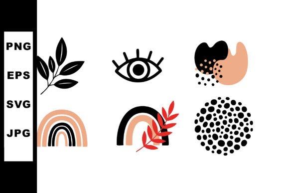 Abstract Black and Beige Boho Shapes Wit Graphics