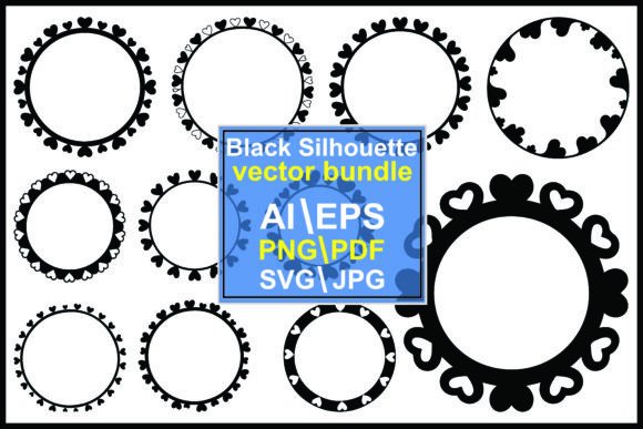 Black Heart Circle Frames: Graphics & Illustrations