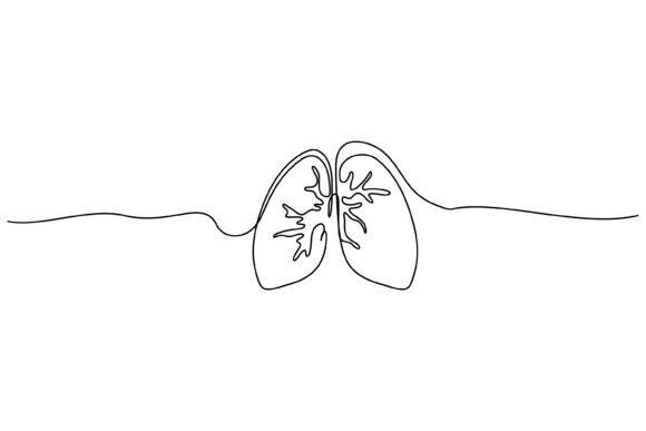 Continuous Line Design of Pneumonia Graphics and Illustrations