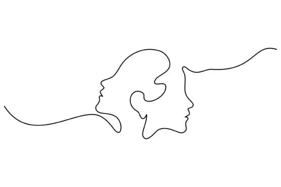Continuous Line Design of Two People Graphics