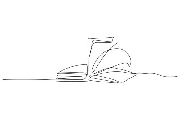 Continuous Line Open Book: Graphics & Illustrations