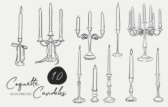 Coquette Candles Clipart: Graphics & Illustrations