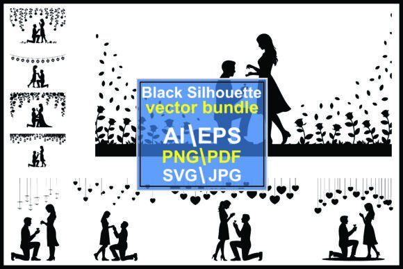Couple Proposal Silhouette with Woman Graphics