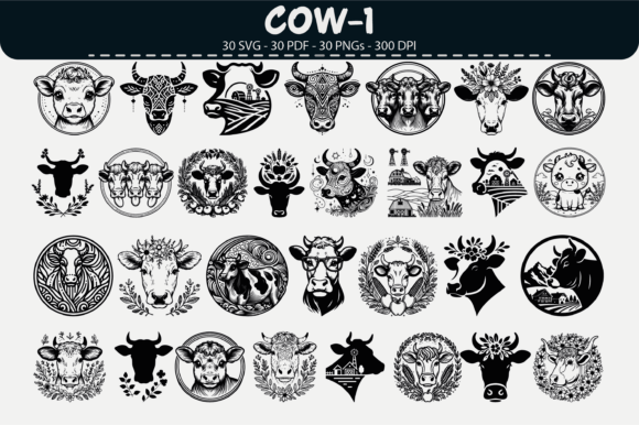 Cow Vector Clipart: 30 Graphics & Illustrations