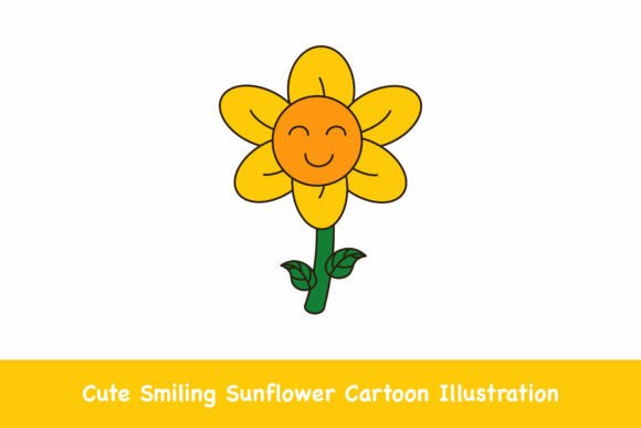 Cute Smiling Sunflower Cartoon: Graphics and Illustrations Review
