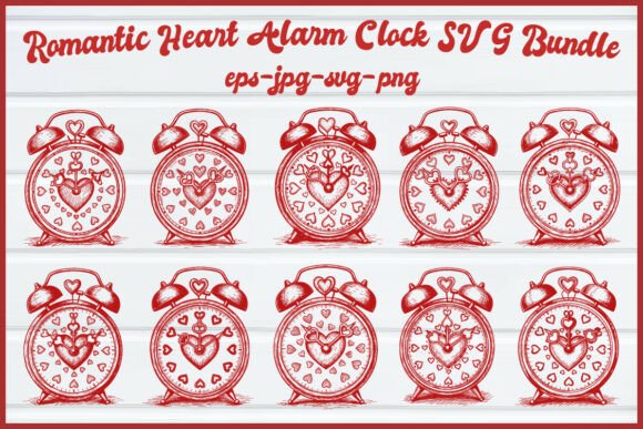 Heart Alarm Clock Graphics & Illustrations