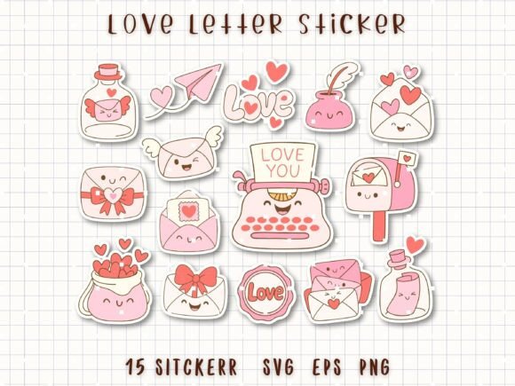 Love Letter Sticker Valentine Mail PNG Graphics