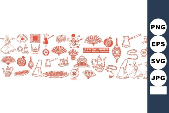 Monoline Middle Eastern Vector Set: Graphics & Illustrations