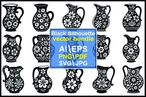 Pottery-Vase Silhouettes: Graphics & Illustrations