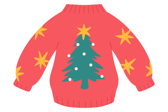 Red Sweater Christmas Tree Graphics & Illustrations