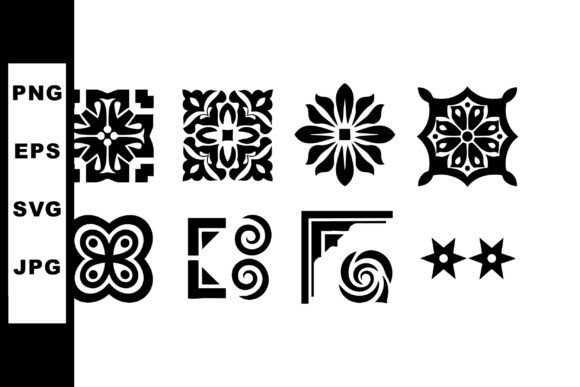 Reviewing Black Ornamental Geometric Shapes and Fl for Embroidery