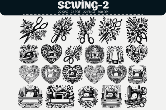 Sewing Vector Clipart: 22 Graphics & Illustrations