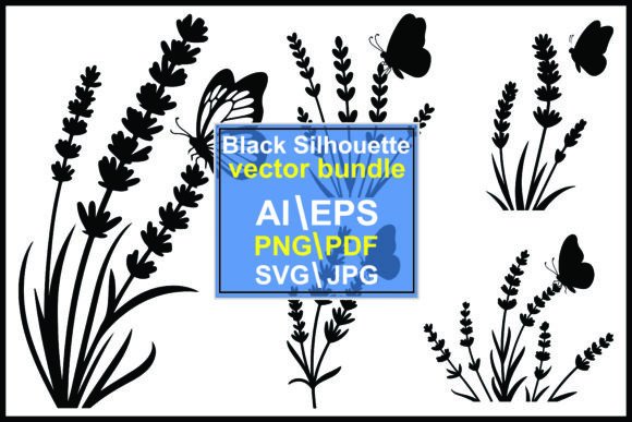 Silhouette Lavender Plants Butterflies Review