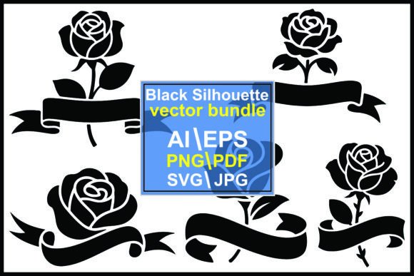 Silhouette Rose Ribbon: Graphics & Illustrations
