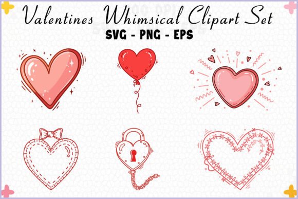 Valentine Doodle Heart Clipart Bundle: Graphics & Illustrations