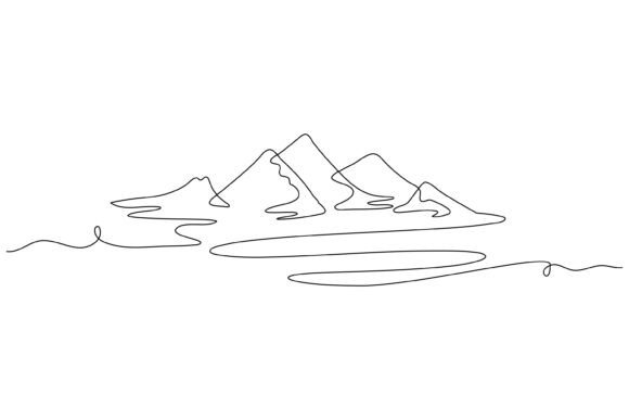 View of the River Flow and Mountains Graphics