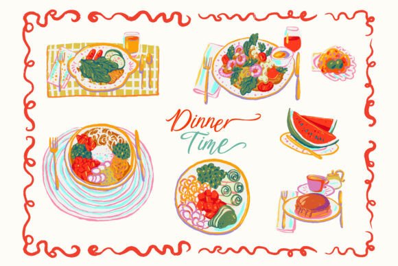 Whimsical Dinner Graphics & Illustrations Review